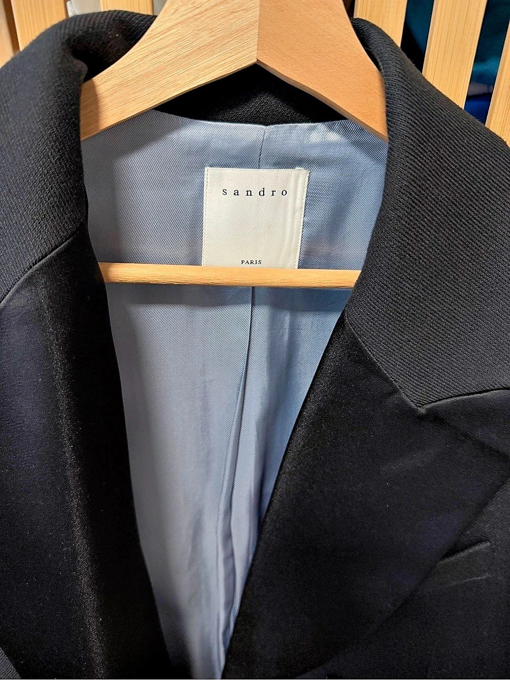Authentic Sandro Black Double-Breasted Coat Size 42 Like New - Picture 3 of 5